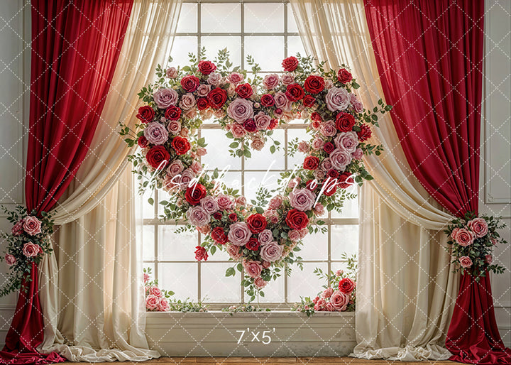 Heart of Roses Window – Valentine’s Day Photography Backdrop