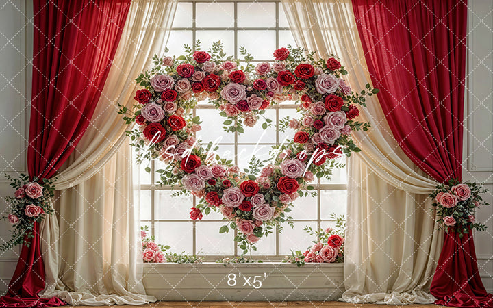 Heart of Roses Window – Valentine’s Day Photography Backdrop