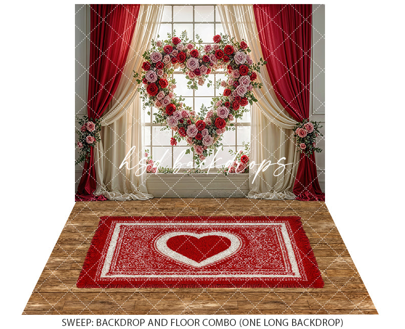 Heart of Roses Window – Valentine’s Day Photography Backdrop