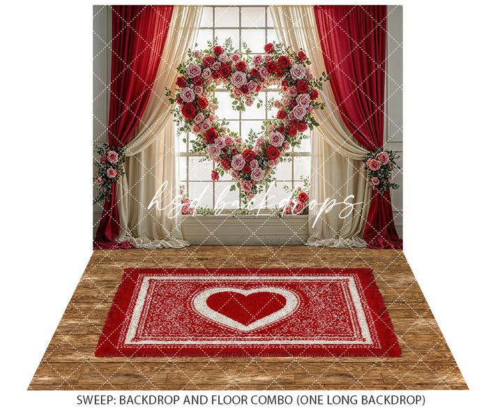 Heart of Roses Window – Valentine’s Day Photography Backdrop