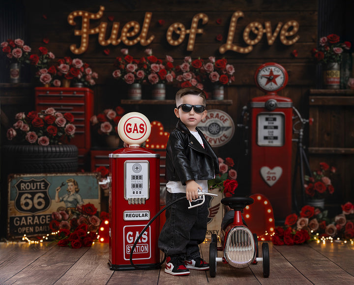Fuel of Love – Valentine’s Day Garage Photo Backdrop
