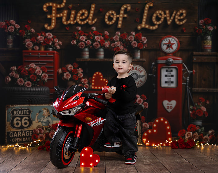 Fuel of Love – Valentine’s Day Garage Photo Backdrop