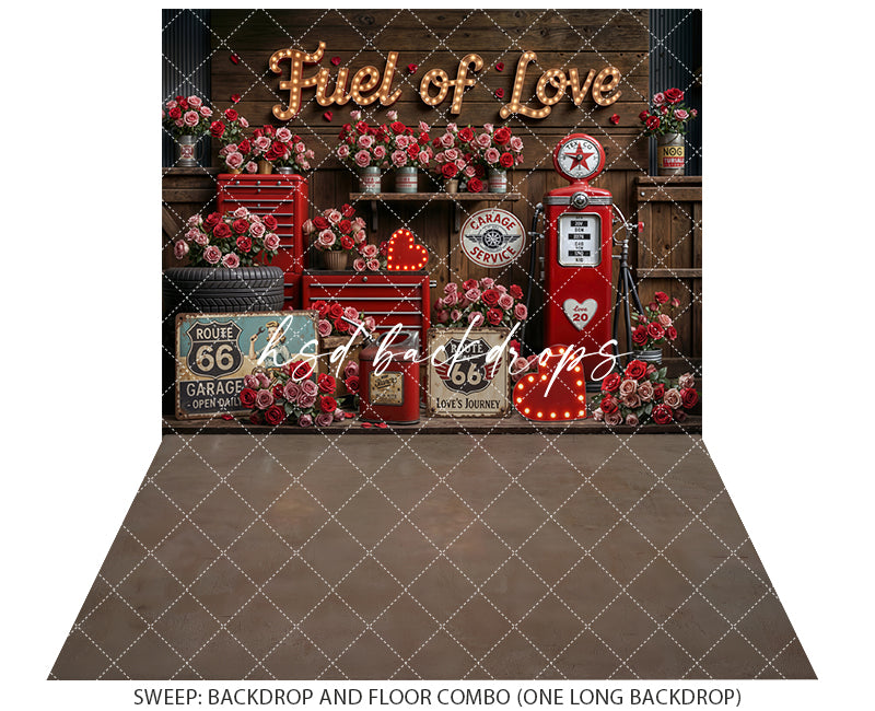 Fuel of Love – Valentine’s Day Garage Photo Backdrop