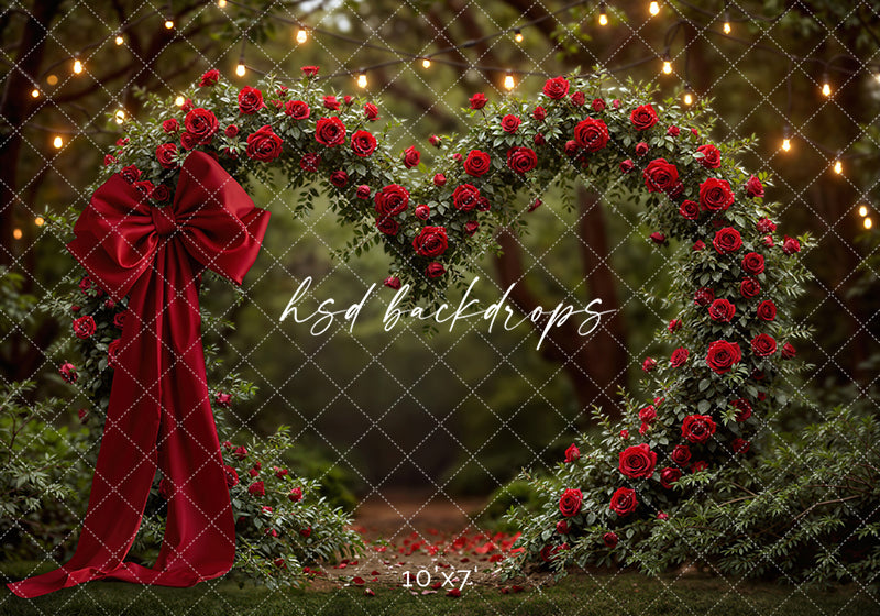 Heart of Roses with Bow – Valentine’s Day Photo Backdrop