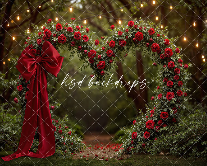 Heart of Roses with Bow – Valentine’s Day Photo Backdrop