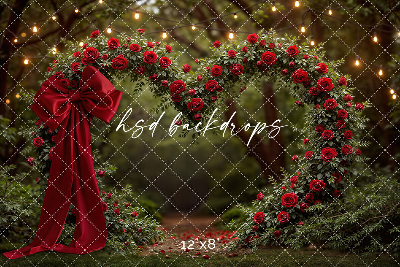 Heart of Roses with Bow – Valentine’s Day Photo Backdrop