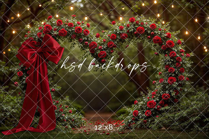 Heart of Roses with Bow – Valentine’s Day Photo Backdrop