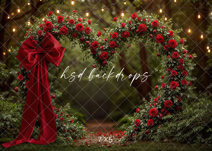 Heart of Roses with Bow – Valentine’s Day Photo Backdrop