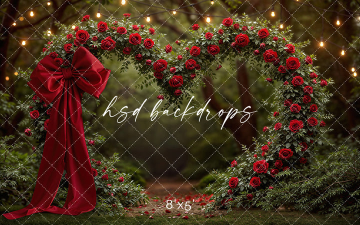 Heart of Roses with Bow – Valentine’s Day Photo Backdrop