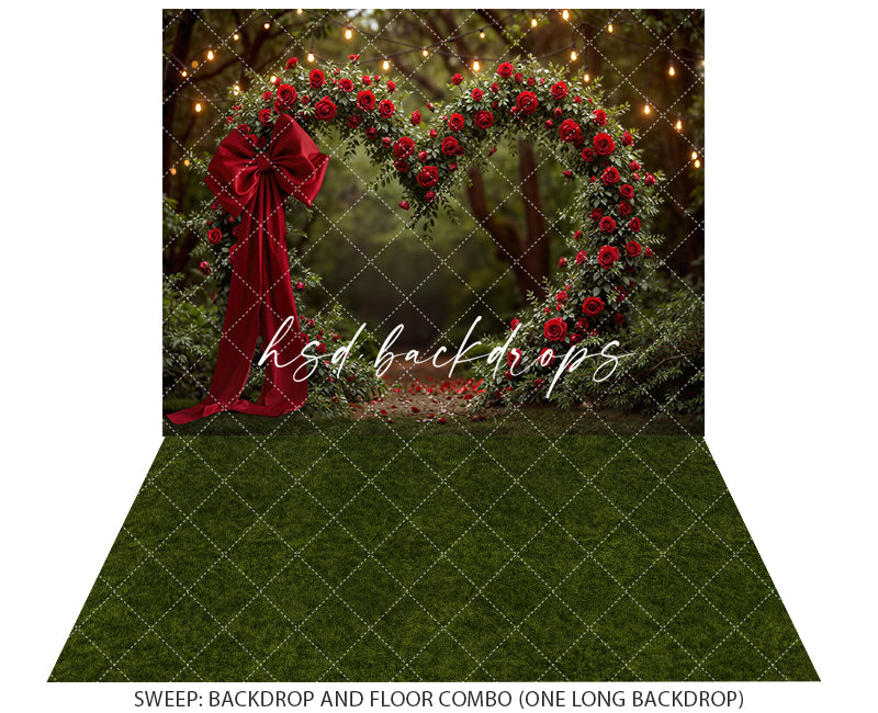 Heart of Roses with Bow – Valentine’s Day Photo Backdrop