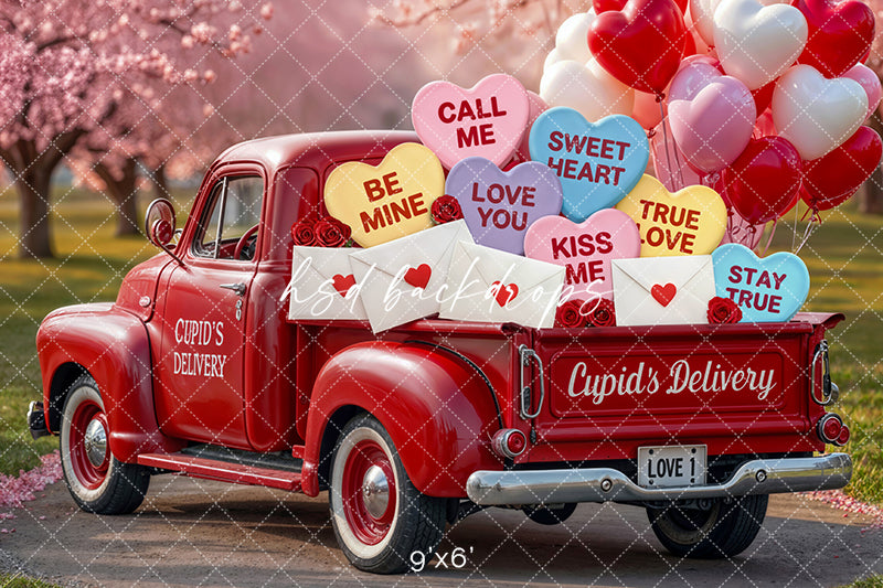 Cupid’s Delivery Truck – Valentine’s Day Photography Backdrop