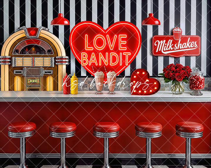 Love Bandit Diner – Valentine’s Day Photography Backdrop