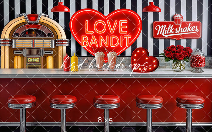 Love Bandit Diner – Valentine’s Day Photography Backdrop