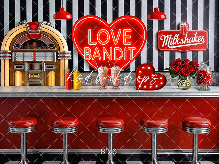 Love Bandit Diner – Valentine’s Day Photography Backdrop