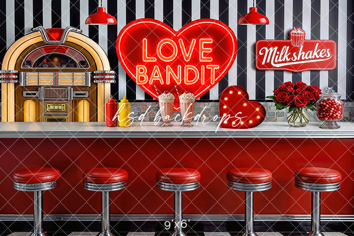 Love Bandit Diner – Valentine’s Day Photography Backdrop