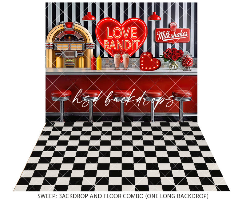 Love Bandit Diner – Valentine’s Day Photography Backdrop