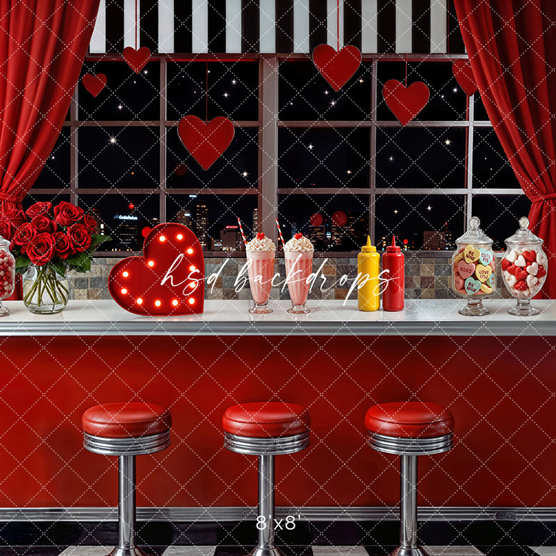 Retro Love Diner Window  – Valentine’s Day Photo Backdrop