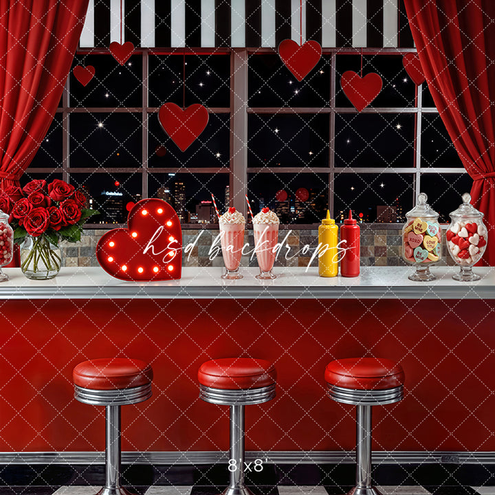 Retro Love Diner Window  – Valentine’s Day Photo Backdrop