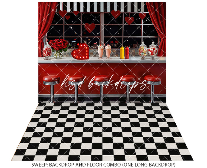 Retro Love Diner Window  – Valentine’s Day Photo Backdrop
