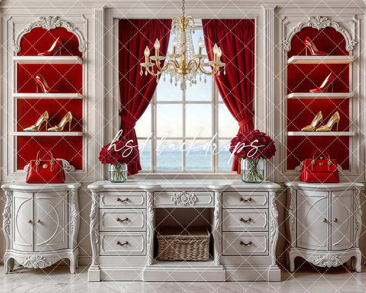 Scarlet Elegance – Vanity Photography Backdrop