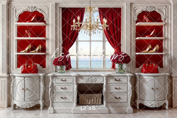 Scarlet Elegance – Vanity Photography Backdrop