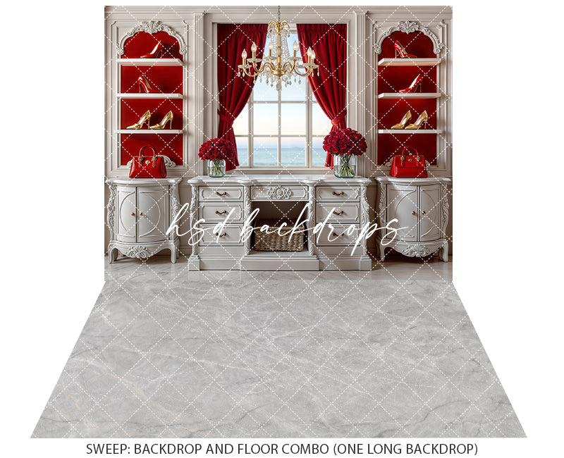 Scarlet Elegance – Vanity Photography Backdrop