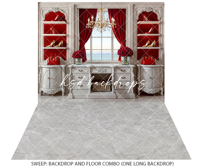 Scarlet Elegance – Vanity Photography Backdrop
