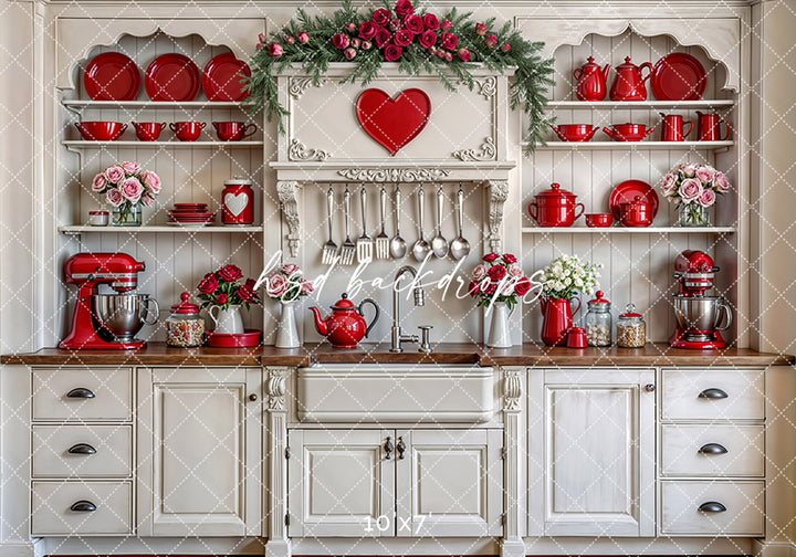 Cupid’s Cottage Kitchen – Valentine’s Day Photography Backdrop