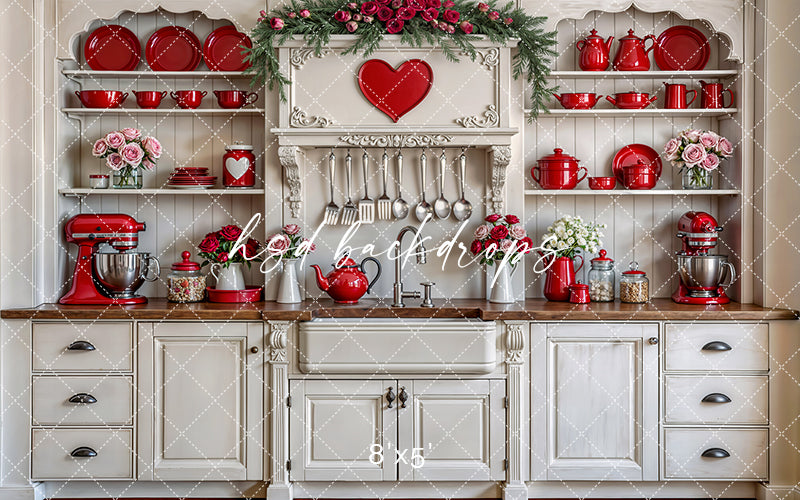 Cupid’s Cottage Kitchen – Valentine’s Day Photography Backdrop
