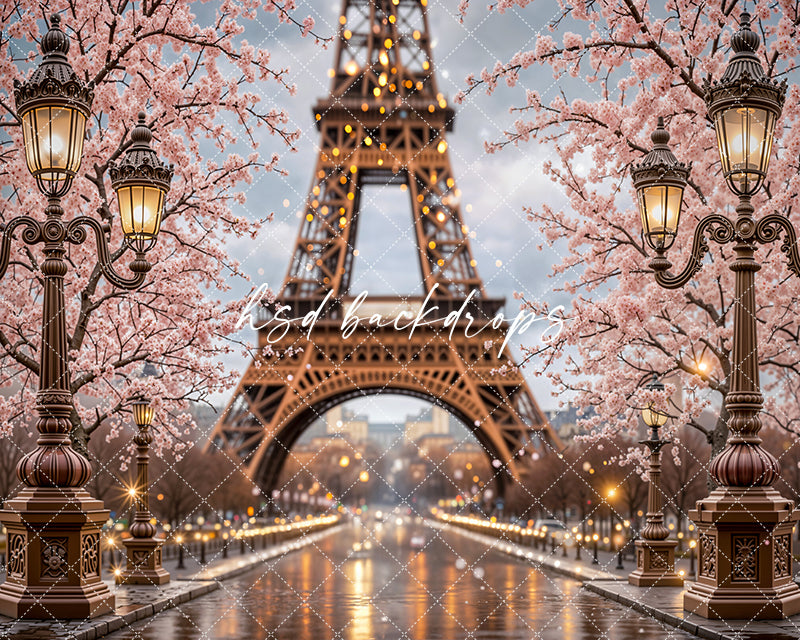 Paris in Bloom – Eiffel Tower Photography Backdrop