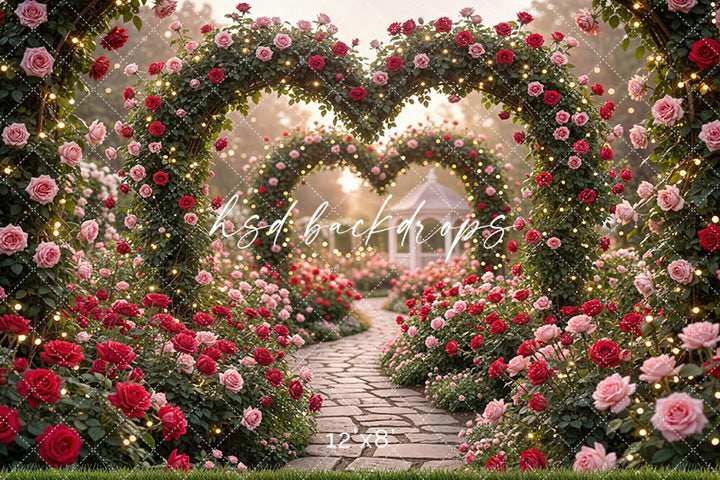 Enchanted Rose Heart Garden – Valentine’s Day Backdrop