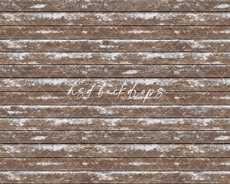 Snow-Kissed Wood – Winter Rustic Backdrop – HSD Photography Backdrops
