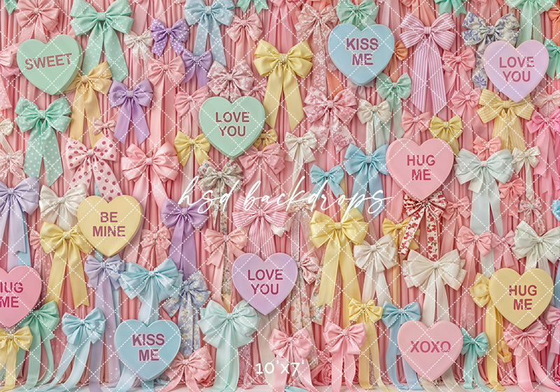 Candy Hearts & Bows – Valentine’s Day Backdrop