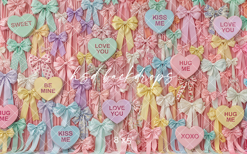 Candy Hearts & Bows – Valentine’s Day Backdrop