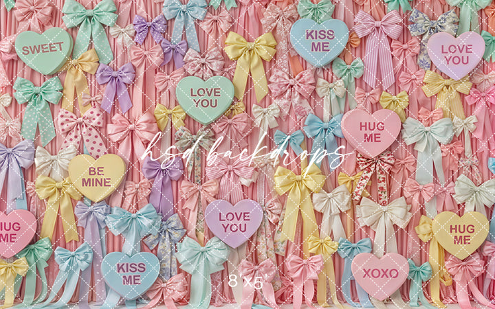 Candy Hearts & Bows – Valentine’s Day Backdrop