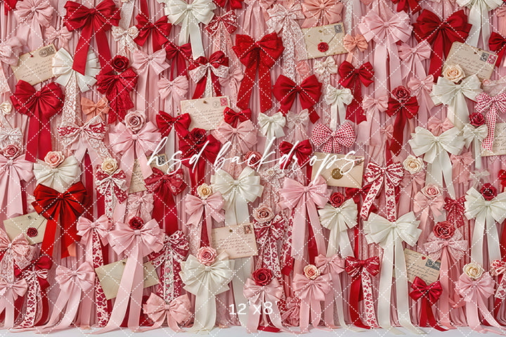 Love Letters & Lace Bows – Valentine’s Day Backdrop