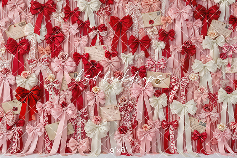 Love Letters & Lace Bows – Valentine’s Day Backdrop