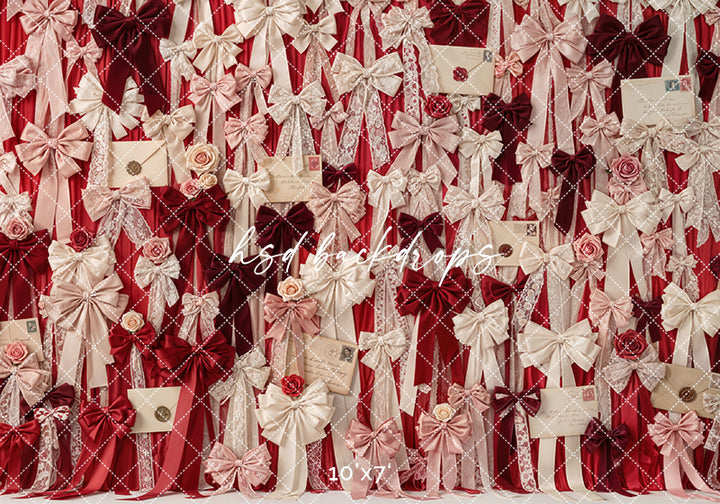 Red Velvet Love Letters – Valentine Bow Wall Backdrop