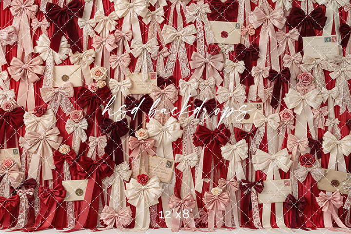 Red Velvet Love Letters – Valentine Bow Wall Backdrop