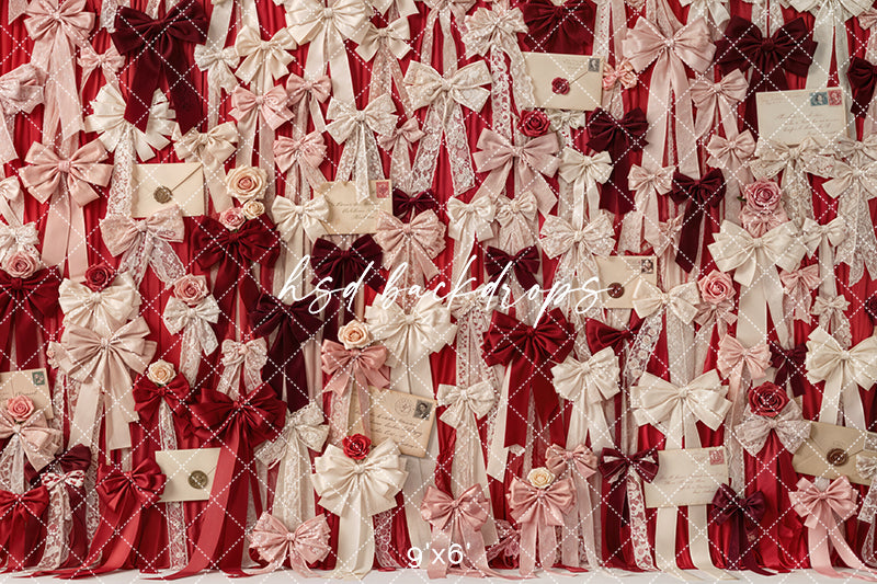 Red Velvet Love Letters – Valentine Bow Wall Backdrop