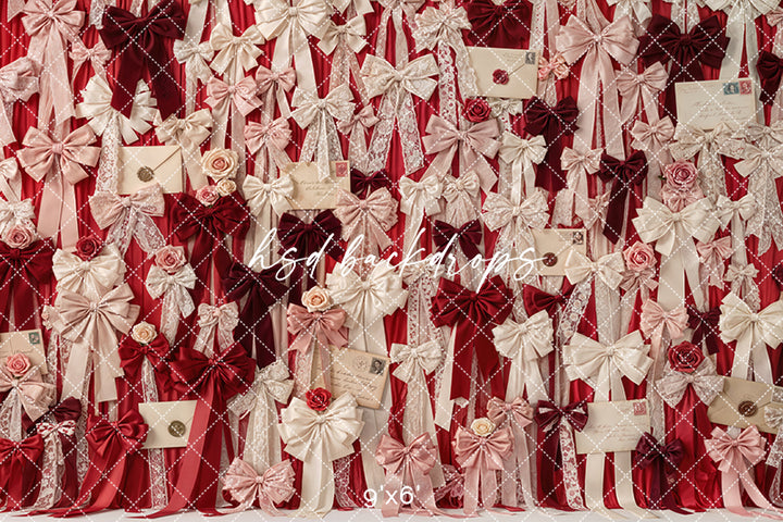 Red Velvet Love Letters – Valentine Bow Wall Backdrop