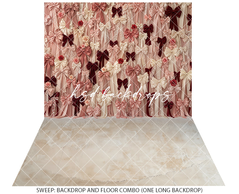 Blush & Burgundy Bows – Valentine Ribbon Wall Backdrop
