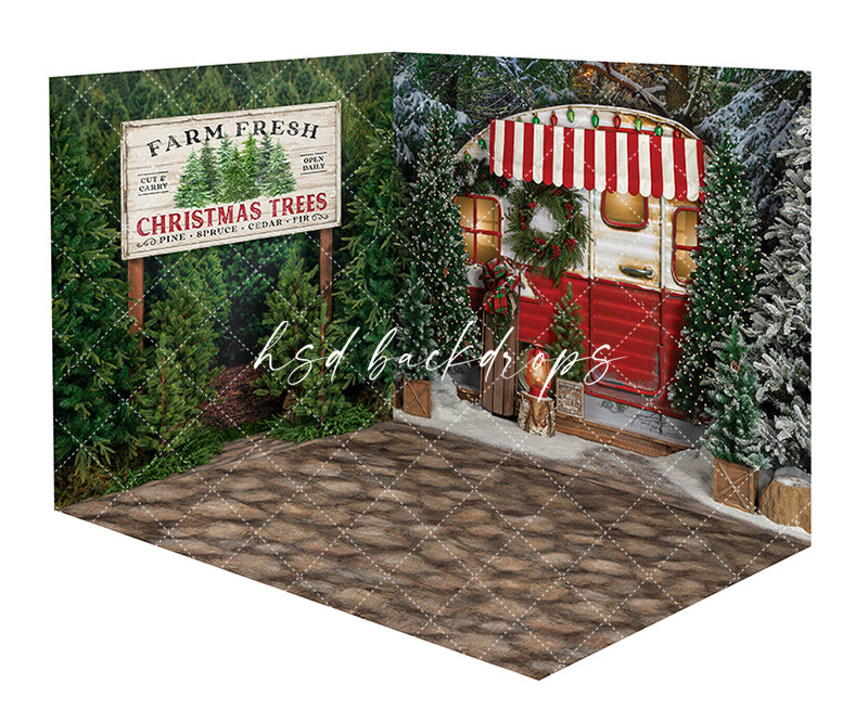 Christmas Tree Farm and Camper Photo Backdrop Room - CHS42939