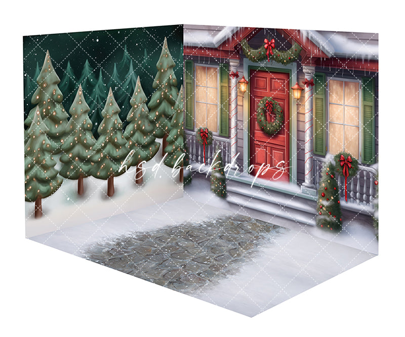 Christmas Gingerbread House Backdrop Room - CHS45982