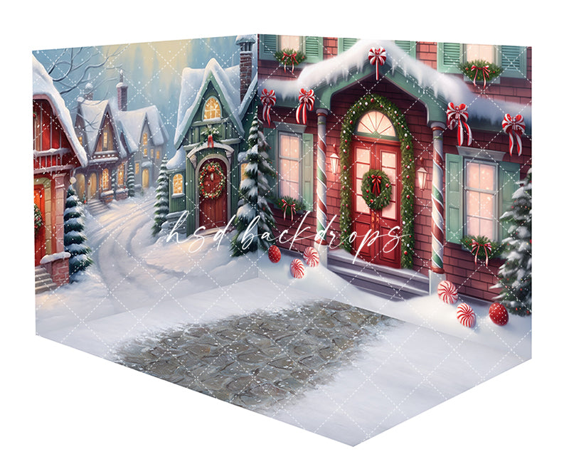 Village Christmas Room Backdrop with Walls -   CHS48081