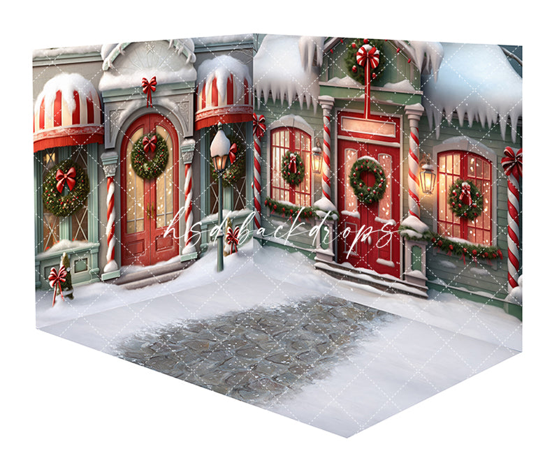 Christmas Village Toy Shop Christmas Room Backdrops - CHS48384