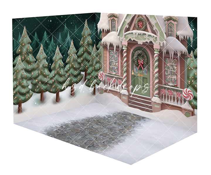 Christmas Gingerbread House Christmas Room Backdrops - CHS48384