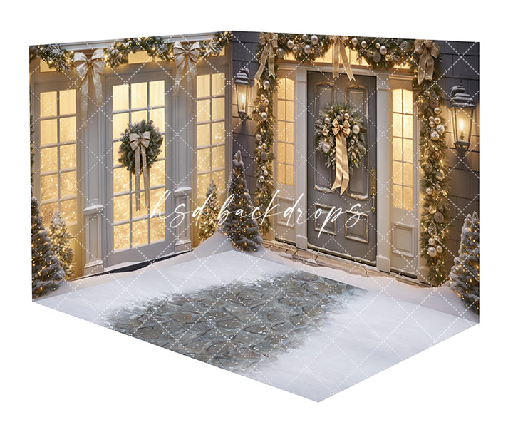 Christmas Door Backdrop & Christmas Window Backdrop Room - CHS49091