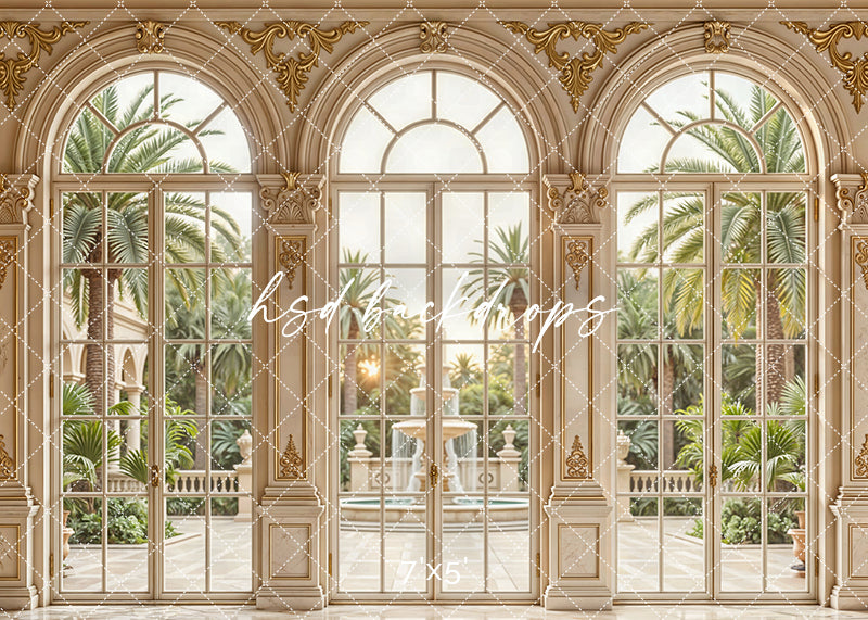 Palm Court Ballroom Photography Backdrop – Golden Estate Garden View ...