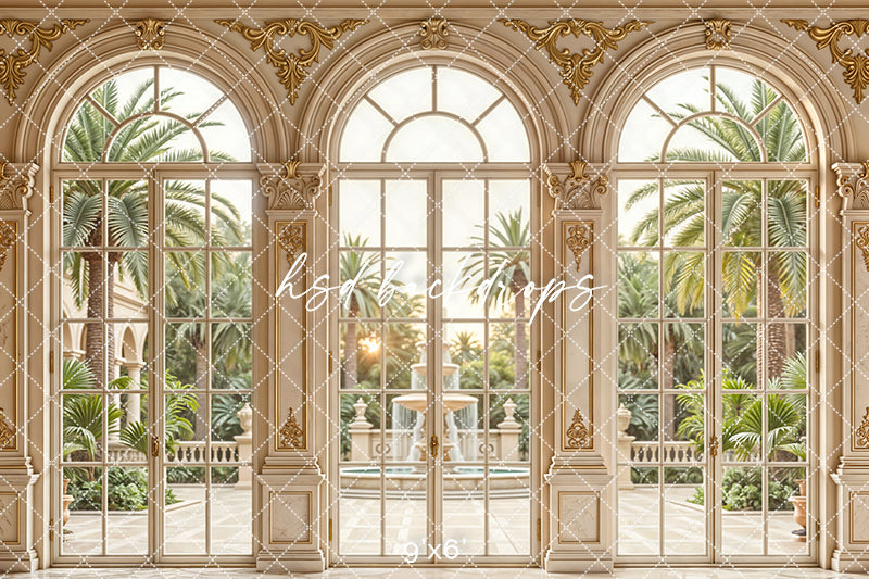 Hsd Backdrops Palm Court Ballroom Photography Backdrop – Golden Estate Garden View ...